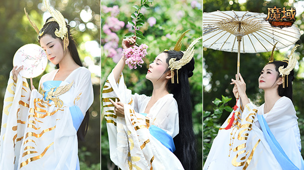 仿佛游戏中的女神一般也让人简直难分清她是不是从画中穿越而来